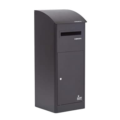 SMART PARCEL BOX Paketbox draussen, Standbriefkasten mit Paketfach, Paketbriefkasten XXL, große Postbox für Pakete Outdoor, Paketkasten mit Schrägdach rostfrei, verzinkter Stahl, 3 Schlüssel, schwarz