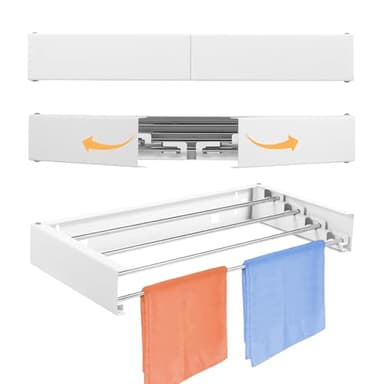 Blleshelfl Wäscheständer Wandmontage, Wandtrockner Ausziehbar, 60cm Wäscheständers Wand, Rostfreier Wäscheständer für Balkon, Schlafzimmer, Badezimmer
