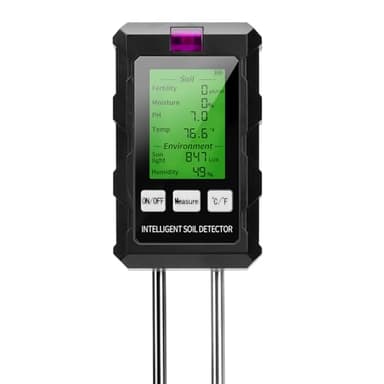 Voktta 6 in 1 Bodenmessgerät, PH/Temperatur/Feuchtigkeit/Licht, Dual-Probe-Technologie Bodentester, ph wert messgerät, für Pflanzenerde, Garten, Bauernhof, Rasen, Gemüsegarten