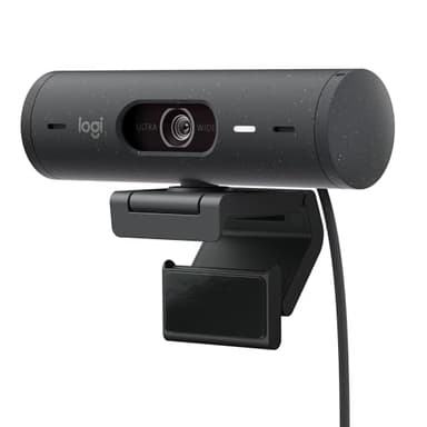 Logitech Brio 500 Full-HD-Webcam mit Auto-Lichtkorrektur, Zeigemodus, Doppelmikrofon + Rauschunterdrückung, Webcam-Abdeckung, für Microsoft Teams, Google Meet, Zoom, USB-C-Kabel - Graphit