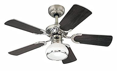 Westinghouse Lighting Deckenventilator Princess Radiance 7241540 90 cm Durchmesser, Ausführung in Dunklem Zinn/Chrom mit Wendeflügeln in Wengue/Weiß, Dark Pewter/Chrome