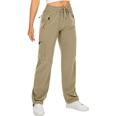 yeyity Wanderhose Damen Leichter Quick Dry Outdoorhose Atmungsaktiv Cargohose UV-Schutz Trekkinghose Funktionshose Jogginghose(6608,Khaki,XL)