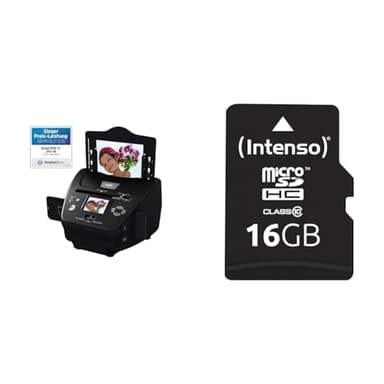 Rollei PDF-S 240 SE - Multiscanner für Fotos, Dias und Negative, sekundenschneller Scanvorgang, inkl. Bildbearbeitungssoftware - Schwarz & Intenso Micro SDHC 16GB Class 10 Speicherkarte