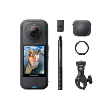 Insta360 X4 Air Motorrad-MultiView-Bundle – 165 g leichte 8K 360°-Kamera, Unsichtbarer Selfie-Stick, auswechselbare Linsen, Aufnehmen & dann ausrichten, integr. Windschutz, FlowState-Stabilisierung