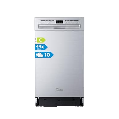 Midea MDWEU1036WSS Geschirrspüler 45cm Unterbau, 10 MGD, 44 dB, Spülmaschine 45 cm Teilintegrierbar, Home Connect, AutoOpen dry, Startverzögerung, 7 Programme, Hygienepflege+, Maschinenpflege+