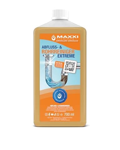 Maxxi Clean 1 x 700 ml Rohrreiniger I Abflussreiniger extra stark I Rohrfrei gegen Verstopfung durch Haare, Fette oder Seifenreste I Ausgussreiniger für Küche, Bad oder Dusche I bis zu 15 Anwendungen