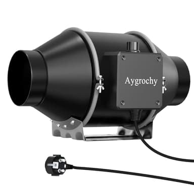 Aygrochy 100mm Regelbar Rohrventilator 363 m³/h, Drehstrom EC motor Rauchabzug Abluftventilator, Inline rohrlüfter für Belüftung und Abluftgebläse.