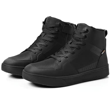 RIDEIRON Motorradschuhe Herren Motorradstiefel CE-konform für alle Jahreszeiten geeignet wasserdicht rutschfest atmungsaktiv modisch und bequem Schwarz-43
