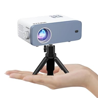 Mini Beamer, VOPLLS 19000L Full HD 1080P Unterstützt, Tragbar Video Projector mit 50% Zoom, Heimkino Beamer für Handy Phone, Tablet/Laptop/TV-Box/PC