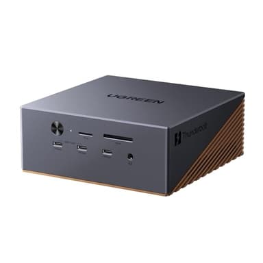 UGREEN Maxidok Thunderbolt 5 Docking Station, Revodok 17-in-1 TBT5 Dock, 120Gbps Datentransfer, 8TB M.2 NVMe SSD, Single 8K/Dual 6K@60Hz, 140W Aufladen, 2.5GbE, Kühlsystem für TBT5/4-Laptops