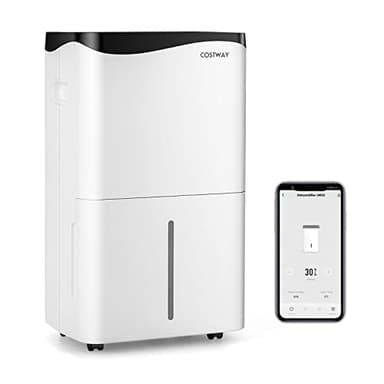 FANTASK 4 Modi Bautrockner 50L/Tag mit 24H Timer, Smart Luftentfeuchter mit LED-Anzige & Ventilator, 5L Wassertank & Ablaufschlauch, Weiß