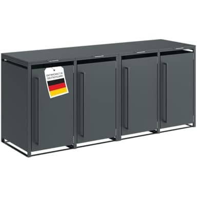 STEELSØN Xalara Mülltonnenbox 4er bis 240L – Mülltonnenverkleidung aus Stahl in Anthrazit – hochwertige Müllcontainer für 4 Tonnen – Müllbox wetterfest – UV-beständige Gerätebox/Mülltonnen Box