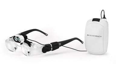 Eschenbach Optik maxDETAIL Lupenbrille mit headlightLED Beleuchtung - beleuchtete Brille mit 2X-Vergrößerung zum beidhändigen Arbeiten - Made in Germany, Schwarz
