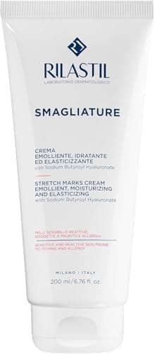 Rilastil Dehnungsstreifen-Creme, Behandlung gegen Wachstumsstreifen, Pflegt, Spendet Feuchtigkeit und Verleiht Elastizität, Für Empfindliche Haut Geeignet, 200 ml Packung