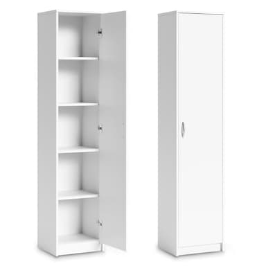 Home Collective Bücherregal Kleiderschrank Regal Schrank Mehrzweckschrank mit 4 Einlegeböden Aktenschrank Garderobenschrank | 40x35x180 cm (BxTxH) | für Schlafzimmer Flur Büro Keller | weiß