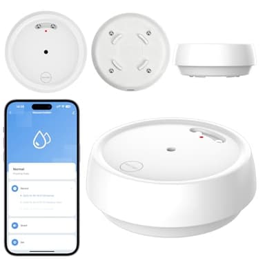 WIOONI Wassermelder WLAN mit Batterie, IP66 Wassersensor, 80dB Wasseralarm Kompatibel mit Tuya/Smart Life App, Wasserwächter für Küchen, Bäder, Keller