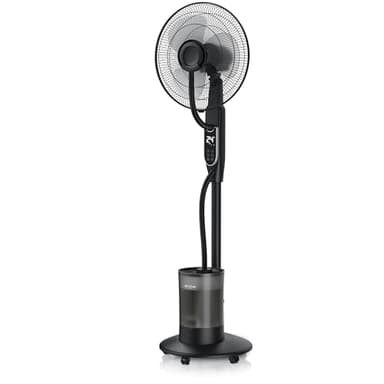 Brandson - Standventilator mit Wasserkühlung – 3 Geschwindigkeiten – Sieger Life & Living Award 2026-3 Nebel Leistungsstufen – 4 Modi – Oszillation – Display mit Dimmung – Ventilator Fernbedienung