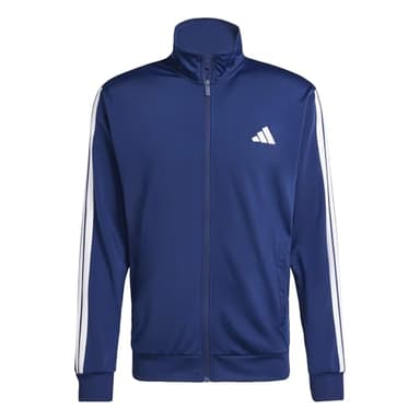 adidas Herren SPORTSWEAR BASIC 3 STRIPES TRICOT TRACKSUIT, Dark Blue, L