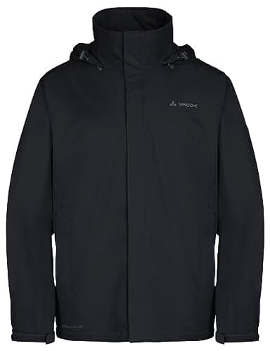 VAUDE Escape Light Regenjacke Herren wasserdicht – Leichte 2-Lagen Jacke mit verstaubarer Kapuze, winddicht und atmungsaktiv, black,L