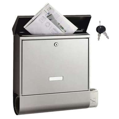 BURG-WÄCHTER Briefkasten mit Zeitungsfach und Namensschild, Rostfreier Edelstahl, Einwurf-Format DIN C4, 2 Schlüssel, AMZ 2500 NI