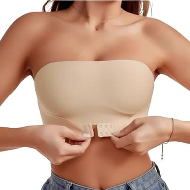 Trägerloser BH Damen, Hautfarbener Nahtloser Bandeau BH, BH Ohne Träger mit Rutschfestem Design, Push Up Effekt, Vielseitig für Alltag, Hochzeiten, Partys und Yoga
