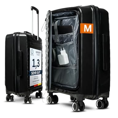 Cocoono Handgepäck Koffer klein, passend für Ryanair, mit TSA Schloss, Handgepäck-Koffer, Trolleys, Hartschalenkoffer, leicht (Schwarz, M)