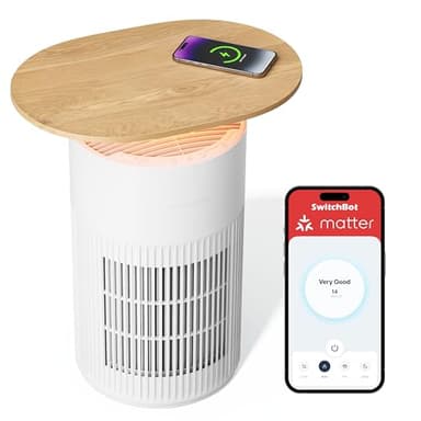 SwitchBot Luftreiniger mit App-Steuerung und Nachtlicht, CADR 400m³/h bis zu 83㎡ Zimmer, HEPA-Filter entfernt 99,97% Schimmel Staub Pollen