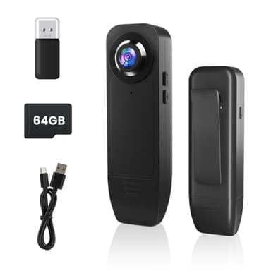 Bextgoo Bodycam, Mini Kamera ohne WLAN, 1080P Bodycam Körperkamera Mini mit Vorinstallierter 64 GB TF Karte, Tragbare Kleine Körperkamera mit 1000mAh Lange Laufzeit Nachtsichtund ung Bewegungserkenn