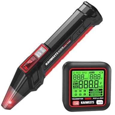 KAIWEETS Sicherungsfinder Set mit 2,2 Zoll LCD, Steckdosentester mit RCD-Test zur Verdrahtungsprüfung, Leitungssucher mit NCV und LED-Taschenlampe für Elektriker und Heimgebrauch