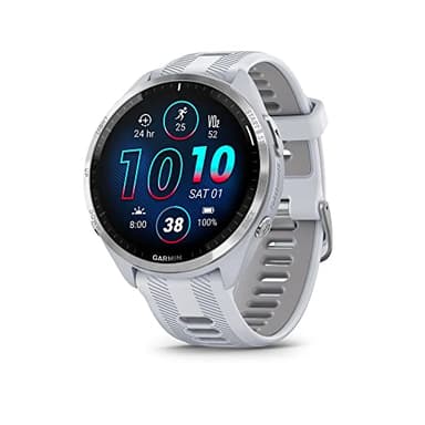 Garmin Forerunner® 965 Smartwatch zum Laufen, mit farbigem AMOLED-Display, Trainings- und Erholungsmessungen, Whitestone und Powder Gray