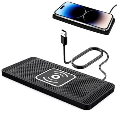 15W Inductive Car Charging Station Non-Slip Wireless Car Charging Pad for Cars Charging Mat Universal Cars Charger für iPhone 17 16 15 14 13 12 Samsung S23 S22 Headphones and Devices (1m Cable)
