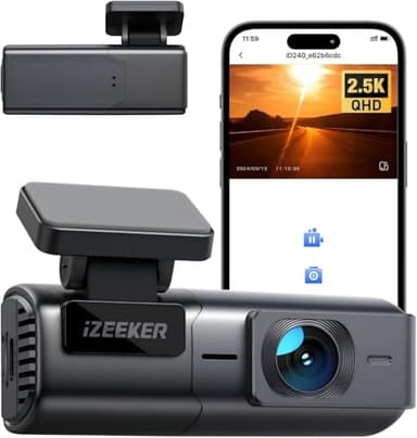 iZEEKER 2,5K Dashcam Auto, WiFi Dash Cam, Mini Auto Kamera, 1440P Dash-Cam Auto mit APP Steuerung, 24/7 Parküberwachung, WDR Nachtsicht, 170° Weitwinkel, G-Sensor, Loop-Aufnahme