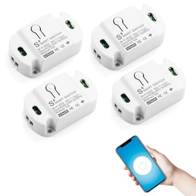 HNCY 4PC Alexa Lichtschalter Smart, WLAN Lichtschalter Smart Life/Tuya App, Mini WLAN Schalter SmartHome mit Sprachsteuerung/Timer, Alexa Lichtschalters Kompatibel Alexas/Google Assistant