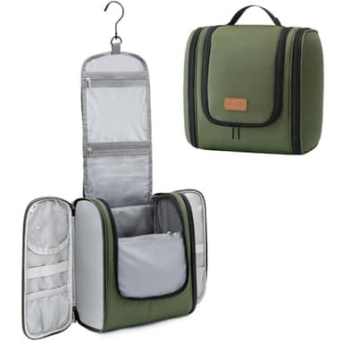 Lifewit Große Kulturbeutel Herren, Tragbare Kulturtasche zum Aufhängen, Reise Kulturbeutel Kosmetiktasche mit Fächer, Waschtasche für Männer und Frauen, Wasserdichter Geeignet für Kosmetik, Grün