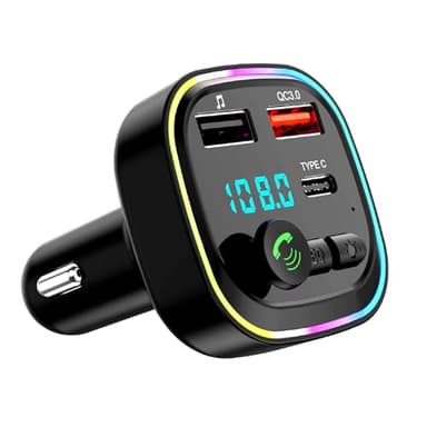 Bluetooth FM Transmitter, KFZ Bluetooth Adapter Auto Radio, Auto Radio Adapter Autoladegerät Zigarettenanzünder mit Freisprechen, 2 USB Ports, Unterstützt SD-Karte USB-Sticks