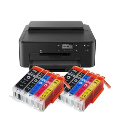 IC-Office TS705a Farbtintenstrahl-Drucker (Drucker, USB, CD-Druck, WLAN, LAN, Apple AirPrint) Schwarz + 10 XXL Tintenpatronen