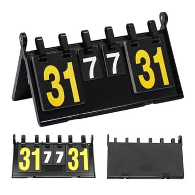 WIYETY 4-Stellige Tragbare Flip Sport Anzeigetafel Sport Anzeigetafel ABS Gelb-Weiß, Flip Scoreboard, Tragbare Anzeigetafel, Punktezähler für für Fußball Basketball Badminton Tischtennis