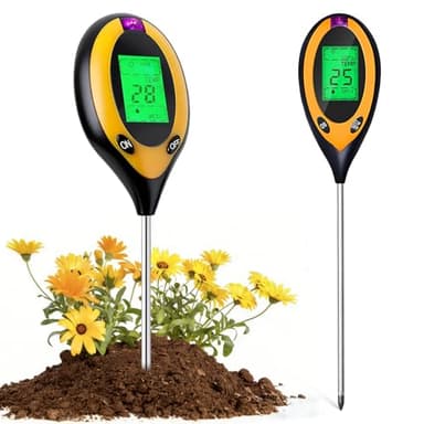 4 in 1 Bodenmessgerät,ph Bodentest,Boden-pH-Meter,pH Messgerät Erde,Boden Feuchtigkeitsmessgerät,für Bodenfeuchtigkeit/pH-Tester/Sonnenlicht/Licht,für Gartenarbeit,Landwirtschaft,Outdoor Pflanzen