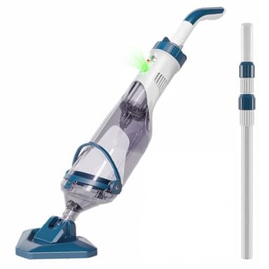 Enhulk Poolsauger Akku, Pool Bodensauger mit Betriebsdauer bis zu 60 Minuten, 222cm Teleskopstange, Poolreiniger mit 4 Filter, Absaugung bis zu 4200L/H, Ideal für oberirdische Pools/Spas usw, Blau