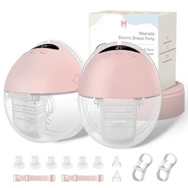 Milchpumpe Elektrisch Handsfree, Tragbare Milchpumpe Freihändig & Leise, 4 Modi und 12 Saugstufen, Wiederaufladbare Elektrische Milchpumpe mit 19/21/24 mm Flansch (Pink, 24mm)