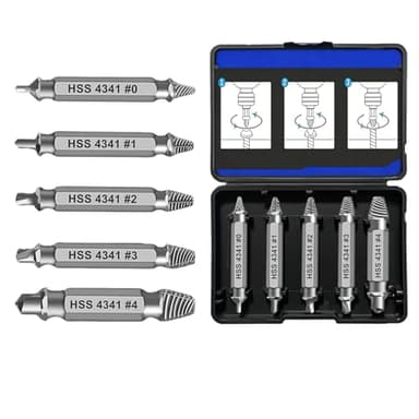 RhiVrillion Schraubenausdreher Set Hochfestes HSS 4341 6 Stück Schrauben Entferner Linksausdreher zur Entfernung fester & abgerundeter Schrauben Ausdreher Set für Handwerk & Haushaltsreparaturen