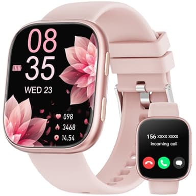 Smartwatch Damen Herren, 1.83" HD Fitnessuhr mit Telefonfunktion, Fitness Tracker mit SpO2 Pulsmesser Schlafmonitor Schrittzähler, 100+ Sportmodi Sportuhr, IP68 Wasserdicht Smart Watch für Android iOS