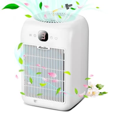 Aircillin Luftreiniger Allergiker mit Aromatherapie, HEPA Luftfilter gegen Schimmel Staub Pollen Tierhaare, Doppelseitiger Lufteinlass zu 99,97% Entfernung bis 0,1 Mikrometer, 25dB, Timer