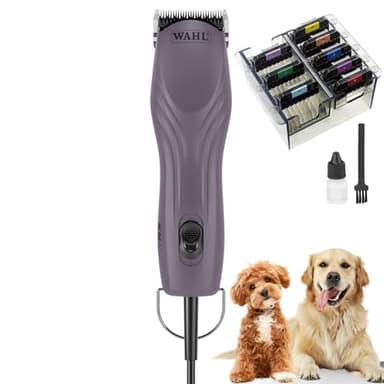 Agrarzone Edition Wahl KM10+ Hundeschermaschine mit Aufsteckkamm-Set - Profi Schermaschine Hund & Katze - Für Groomer & Tierärzte - Leise & vibrationsarm