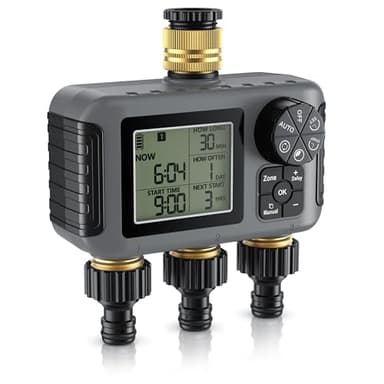 Brandson - Bewässerungscomputer 3 Ausgänge - LCD-Display – Garten Bewässerungssystem 3 Ausgänge - 3 Zonen Bewässerungssteuerung digital – integrierter Wasserfilter