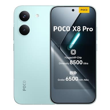 XIAOMI Poco X8 Pro Smartphone 8GB+256GB, Dimensity 8500-Ultra Prozessor, 6500mAh Akku, Ultra-helles AMOLED Display, 50MP Sony IMX882 Hauptkamera mit OIS, Grün, 3 Jahre Garantie