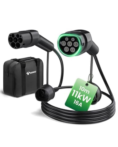 GONEO Typ 2 Ladekabel 11kW 10M, 3-Phasig 16A Mode 3 Schnellladekabel, IP54 TPU Abriebfest, Kompatibel mit Tesla/VW/BMW/Audi Elektroauto & PHEV, inklusive Tragetasche