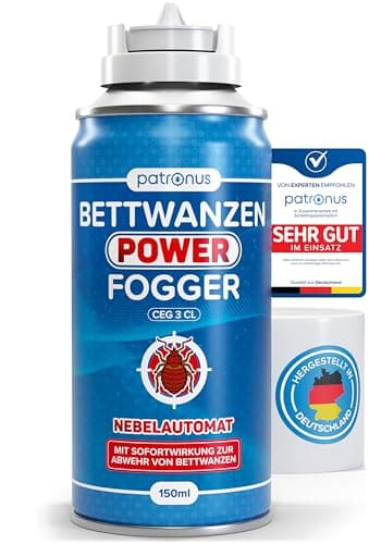 Patronus Bettwanzen Power Fogger - 150ml - effektiver Vernebler mit maximaler Sofortwirkung zur Bettwanzen-Abwehr, für schwierig erreichbare Bettwanzen-Verstecke - aus deutscher Produktion