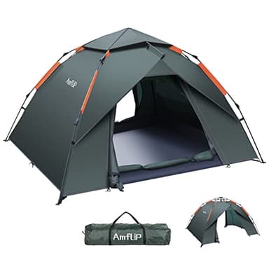 Amflip Camping Zelt Automatisches 2 Mann Personen Instant-Zelt Pop Up Kuppelzelt 4 Jahreszeiten Wasserdicht & Winddicht Campingzelt mit Abnehmbarer, äußerer Zeltplane für Familien,Camping