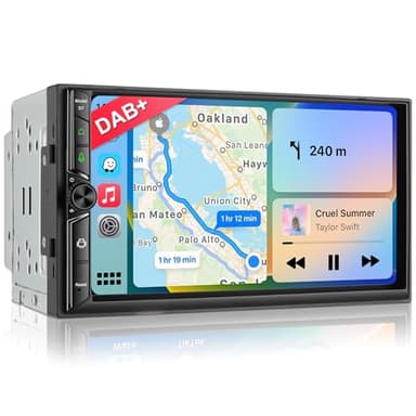 DAB+ Autoradio Android Doppel Din Radio mit Wireless Carplay Wireless Android Auto mit Bildschirm, 8 Core 4G+64G 7 Zoll Car Play Auto Radio 2Din Touch Display mit Navi, Bluetooth, GPS, WiFi, AM/FM/RDS